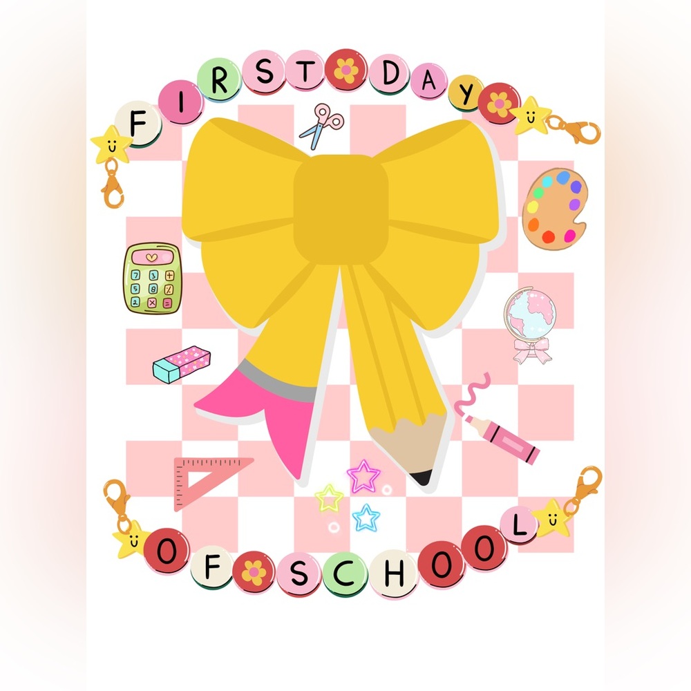 Yellow and Pink Bow Pencil Graphic digital image